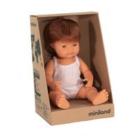 Miniland Doll, Anatomically Correct Baby, Caucasian Boy, Red Head, 38cm