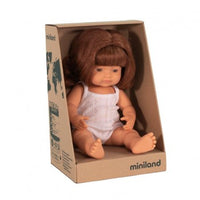 Miniland Doll, Anatomically Correct Baby, Caucasian Girl, Red Head 38cm