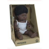 Miniland Doll, Anatomically Correct Baby, African Down Syndrome Boy, 38cm