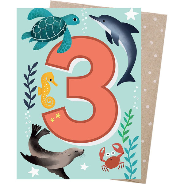 Age 3 - Birthday Greeting Card - Under the Sea