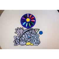 djeco flower crayons with drawing of fish