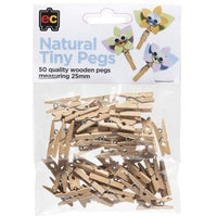 Natural Tiny Pegs Pack of 50