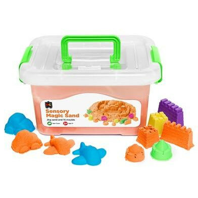 Sensory Magic Sand with Moulds 2kg Tub ORANGE